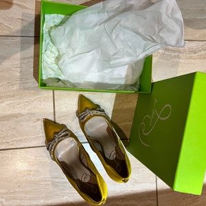 Sam Eldeman  Ochre Satin Shoes 8